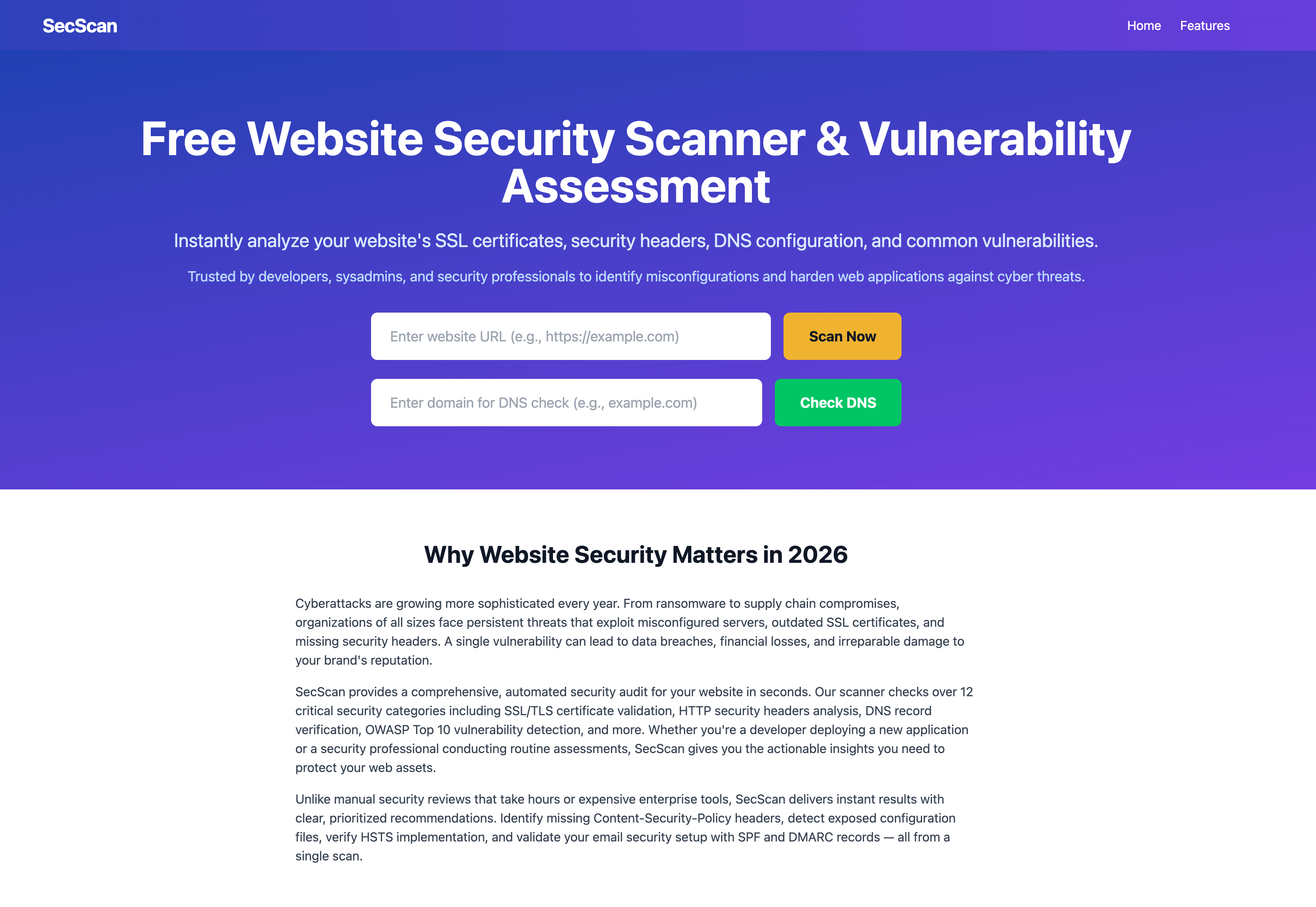 Owner Scan How to Use SecScan: A Free Website Security Scanner for Developers and ...